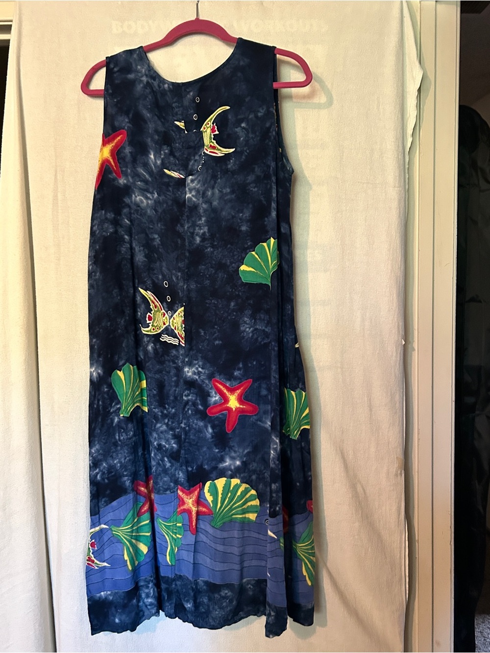 Navy Ocean-Print Sleeveless Women’s Dress